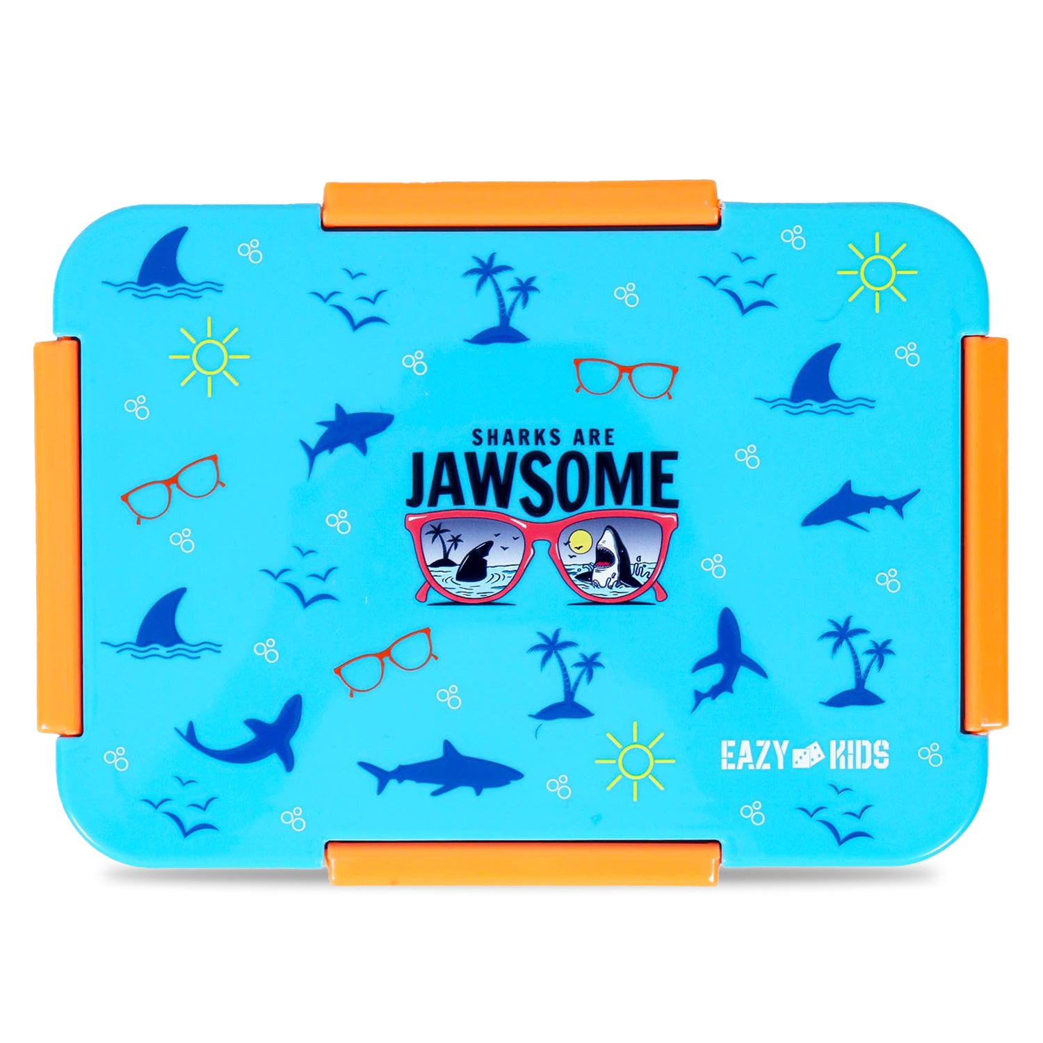 EAZY KIDS Jawsome Shark 1/2/3/4 Compartment Convertible Bento Lunch Box - Pink