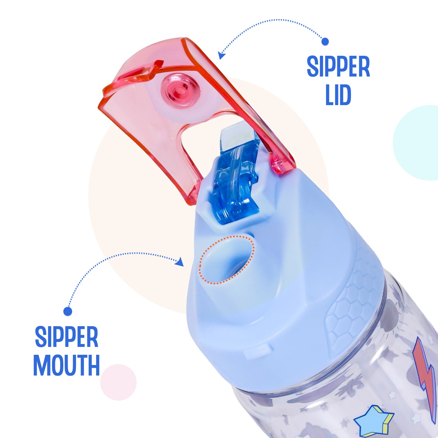 EAZY KIDS Unicorn 2 - In - 1 Tritan Water Bottle - Blue (650ml)