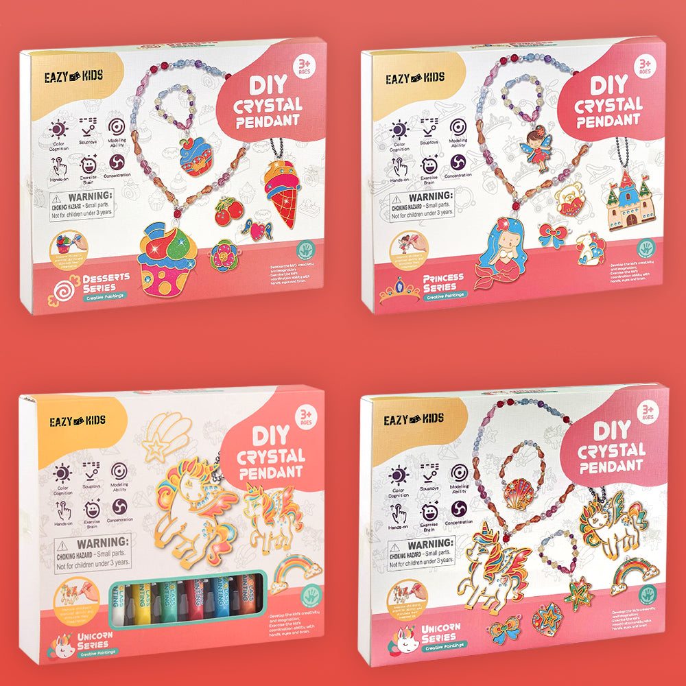 EAZY KIDS DIY Kids Art & Craft Crystal Pendant Making & Coloring Set XL - Princess