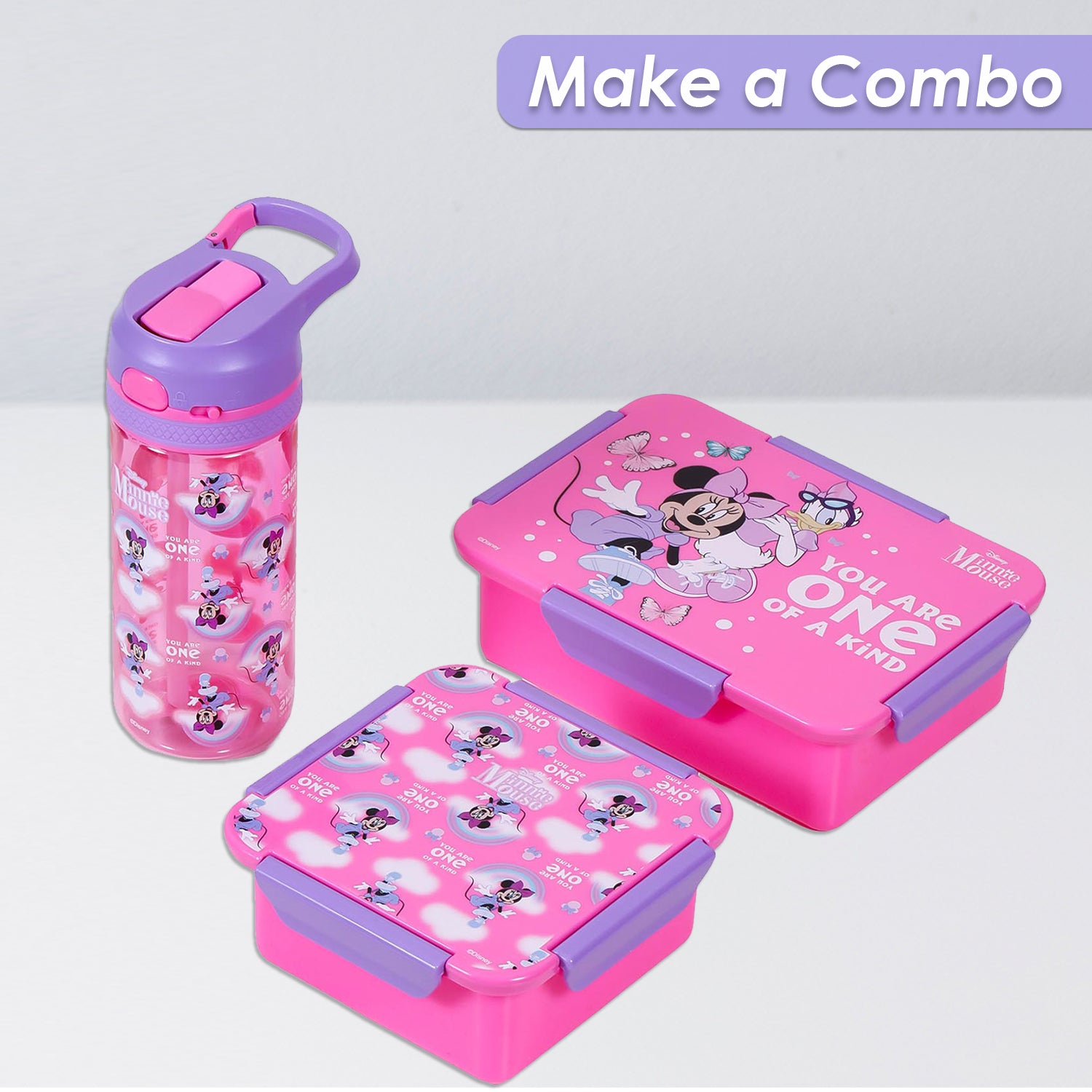 Disney Minnie Mouse 1/2/3/4 Compartment Convertible Bento Lunch Box - Pink