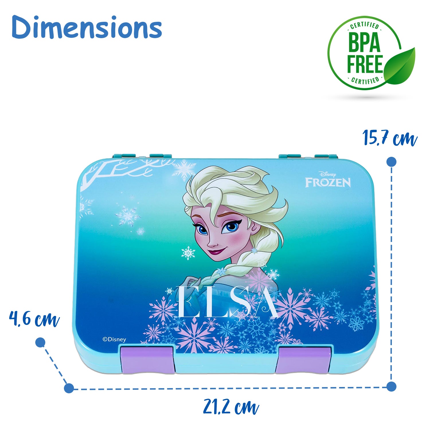 Disney Frozen Princess Elsa 6/4 Compartment Convertible Bento Tritan Lunch Box - Blue