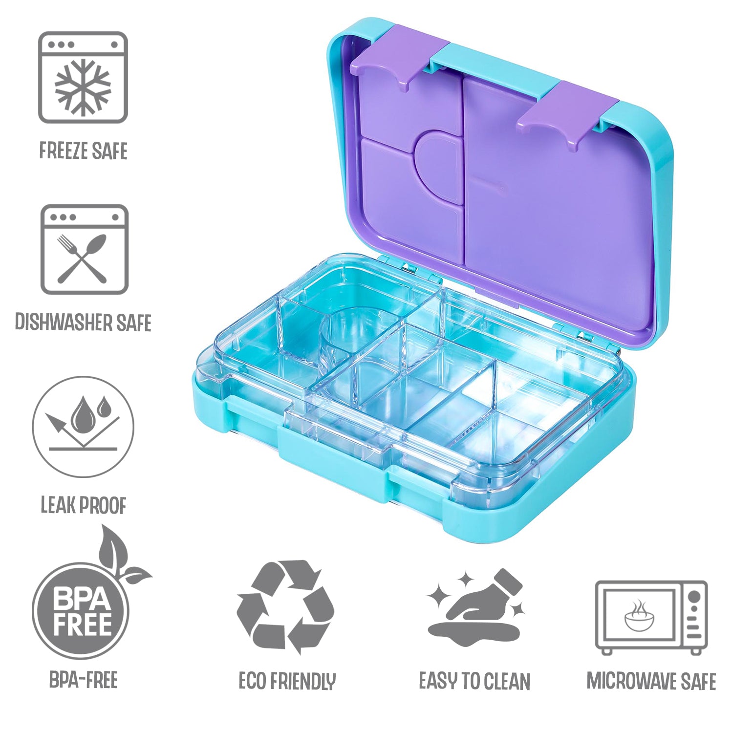 Disney Frozen Princess Elsa 6/4 Compartment Convertible Bento Tritan Lunch Box - Blue