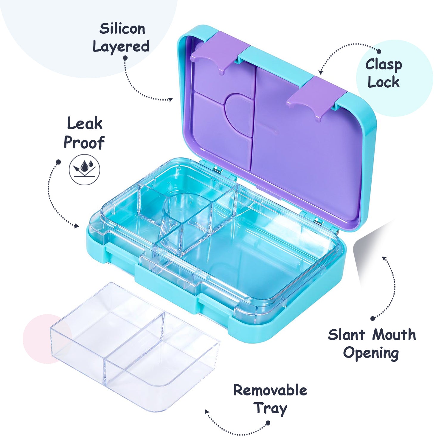 Disney Frozen Princess Elsa 6/4 Compartment Convertible Bento Tritan Lunch Box - Blue