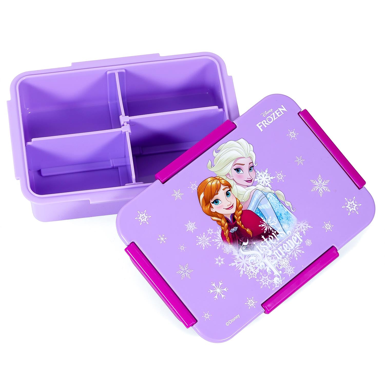 Disney Frozen Princess 1/2/3/4 Compartment Convertible Bento Lunch Box - Purple