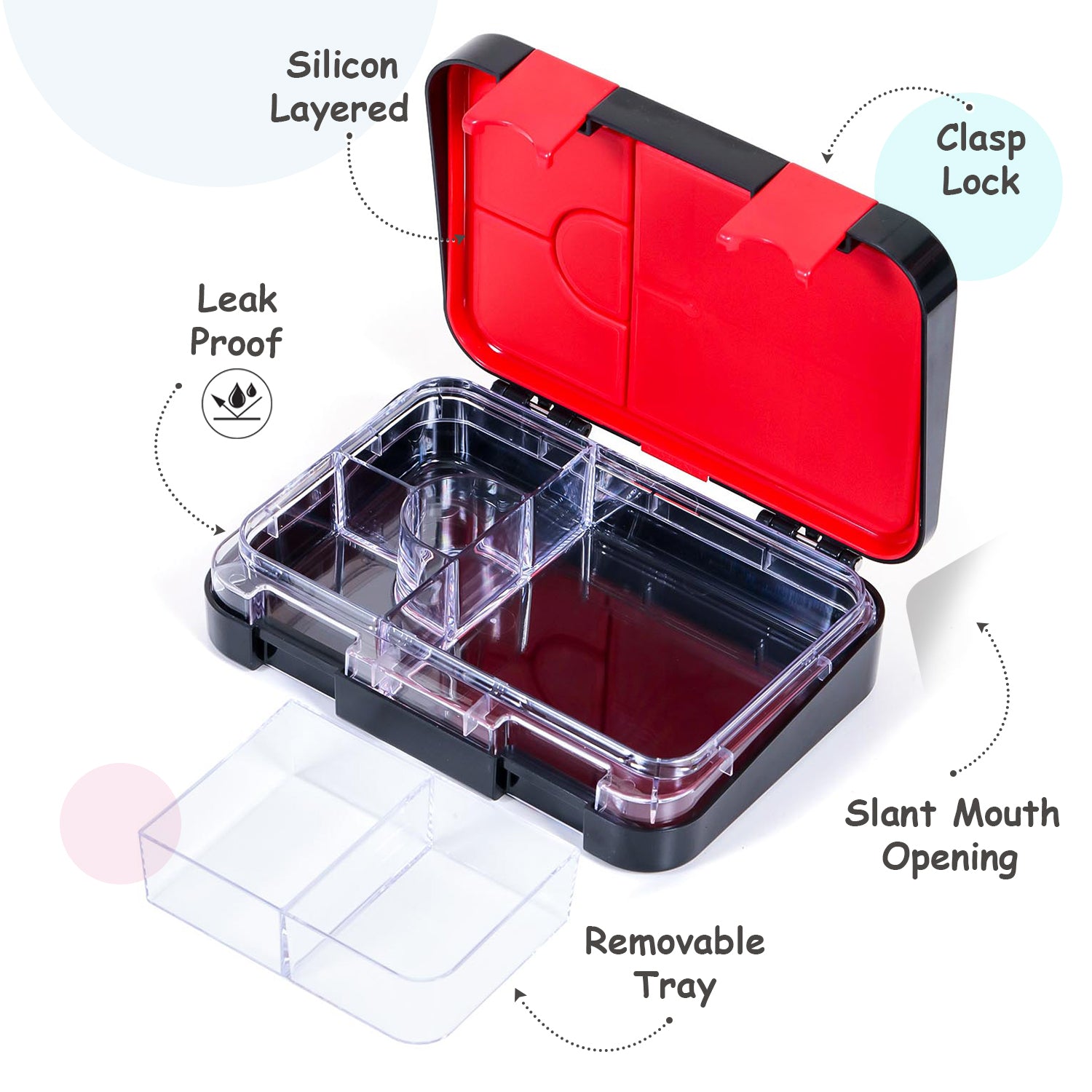 Marvel Avengers Super Hero 6/4 Compartment Convertible Bento Tritan Lunch Box - Black