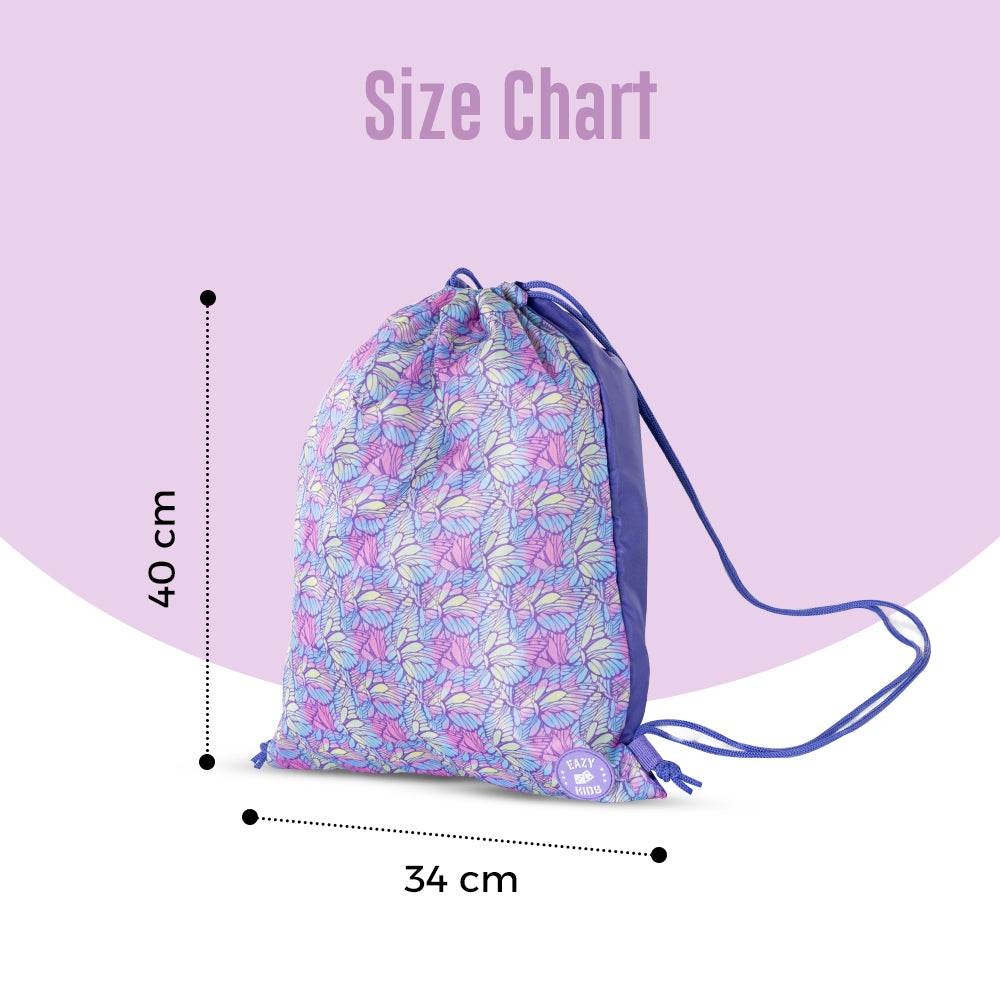 Eazy Kids Drawstring Bag - Butterfly Purple