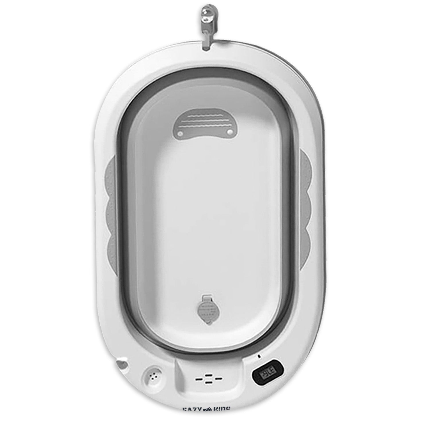EAZY KIDS Temperature Controlled Foldable Bathtub w/Intelligent Temperature Monitoring Thermometer and Baby Head Shampoo Wash Rinse Mug - Grey