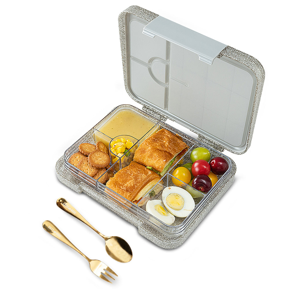 Eazy Kids 6 & 4 Convertible Bento Lunch Box - Glitter Ivory