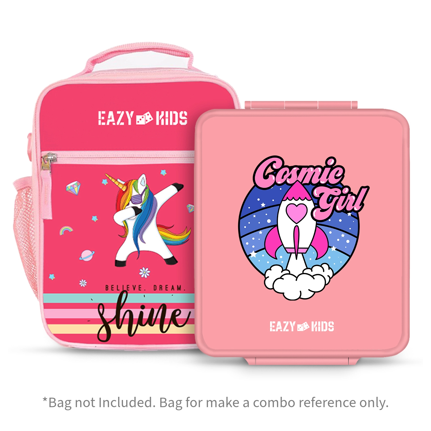EAZY KIDS Jumbo Bento Lunch Box w/t Insulated Jar - Cosmic Girl Pink