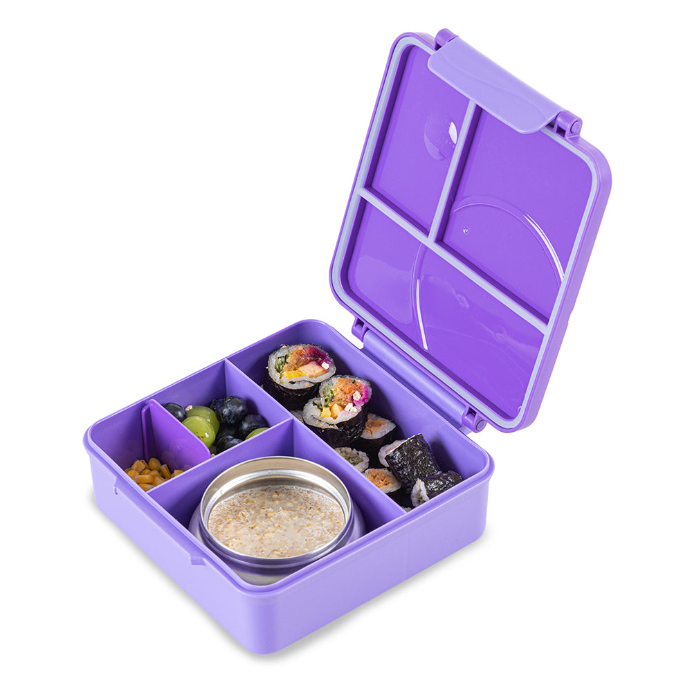 Eazy Kids 3/4 Jumbo Lunch Box w/Bowl, Spoon & Fork - Purple