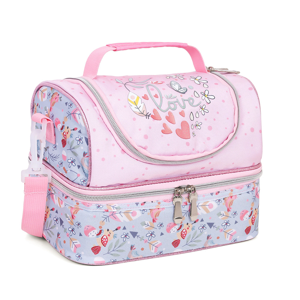 EAZY KIDS Dual Compartment Lunch Bag Love - Pink