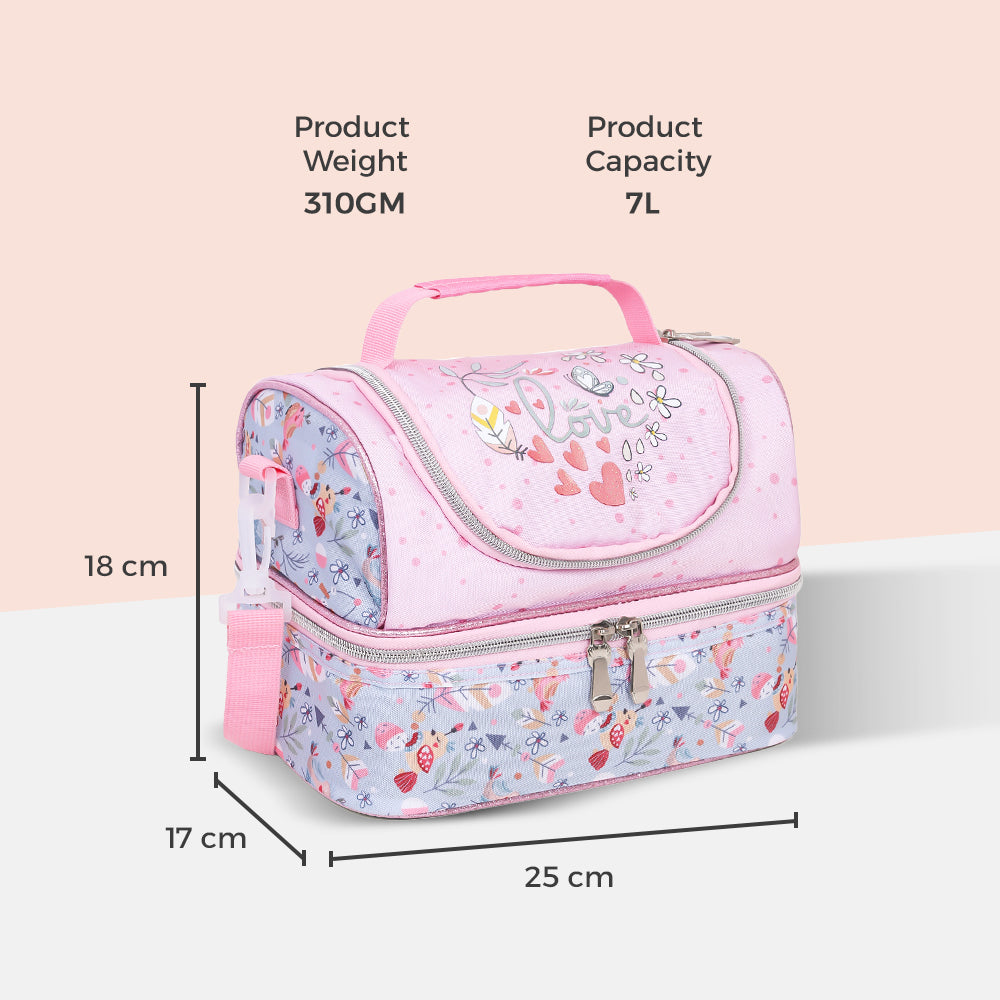 EAZY KIDS Dual Compartment Lunch Bag Love - Pink