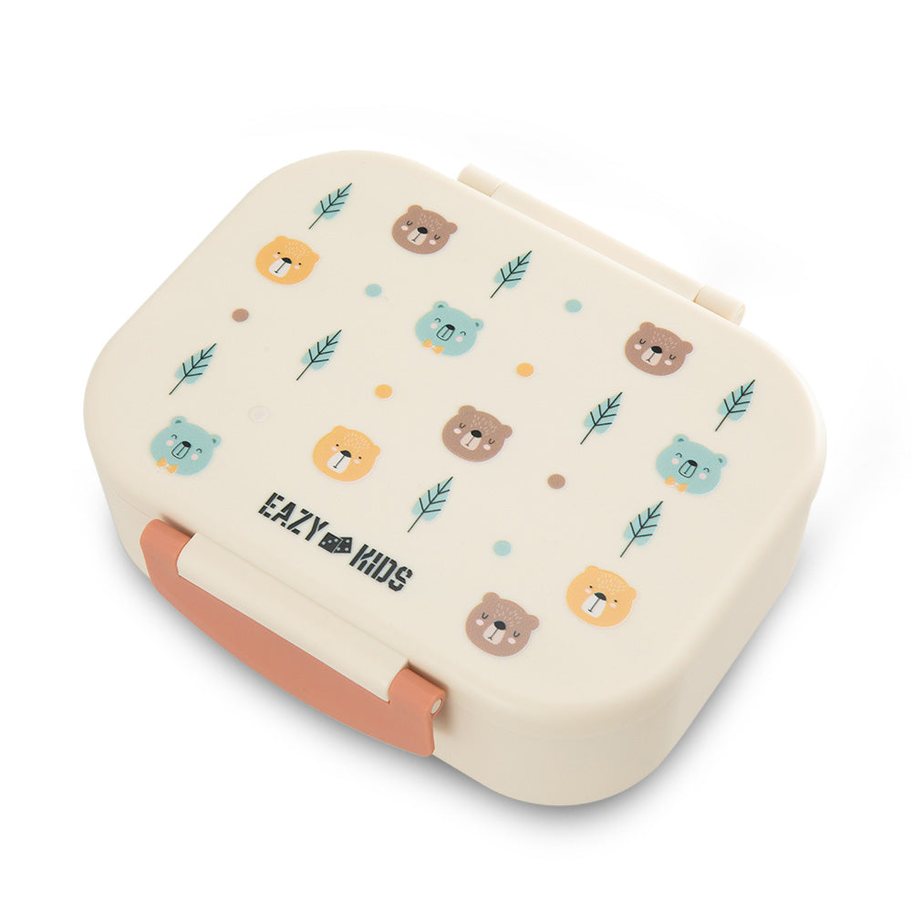 Eazy Kids Bento Lunch Box Set of 2, 1200ml + 760ml, Leakproof, BPA Free, Compartment Food Containers - Friend Ivory