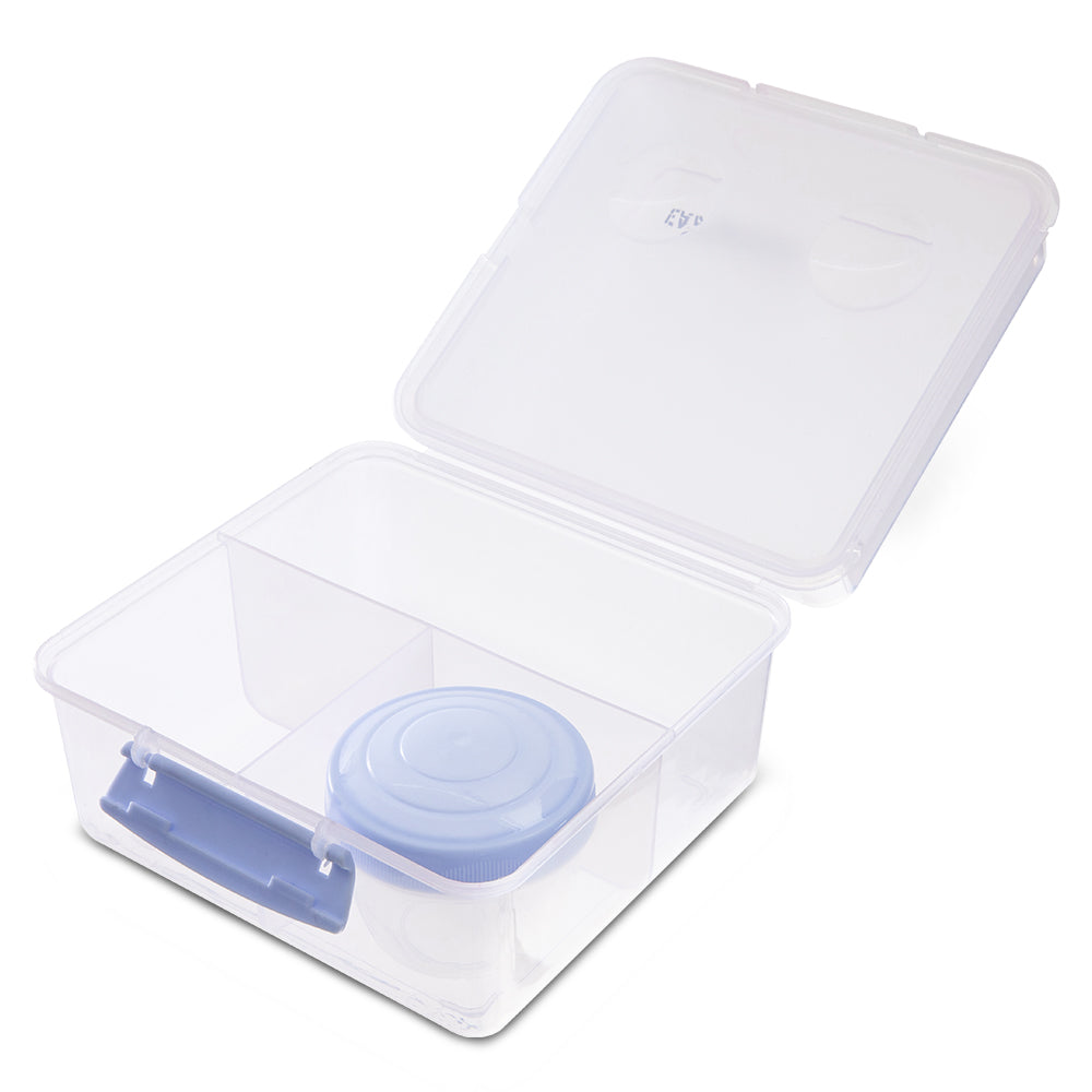Eazy Kids All in One Lunch & Sandwich Box with Food Jar 1780ml – Leakproof 4-Compartment Lunch Box for Kids, Grey
