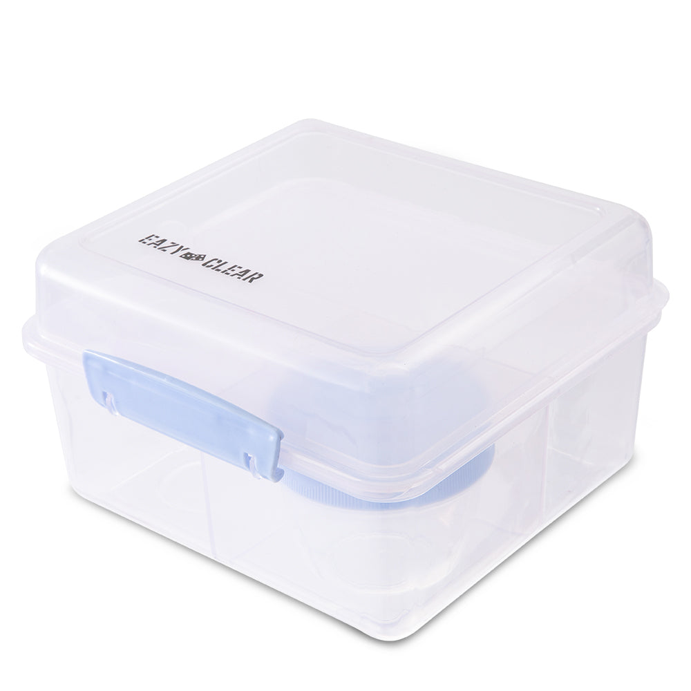 Eazy Kids All in One Lunch & Sandwich Box with Food Jar 1780ml – Leakproof 4-Compartment Lunch Box for Kids, Grey