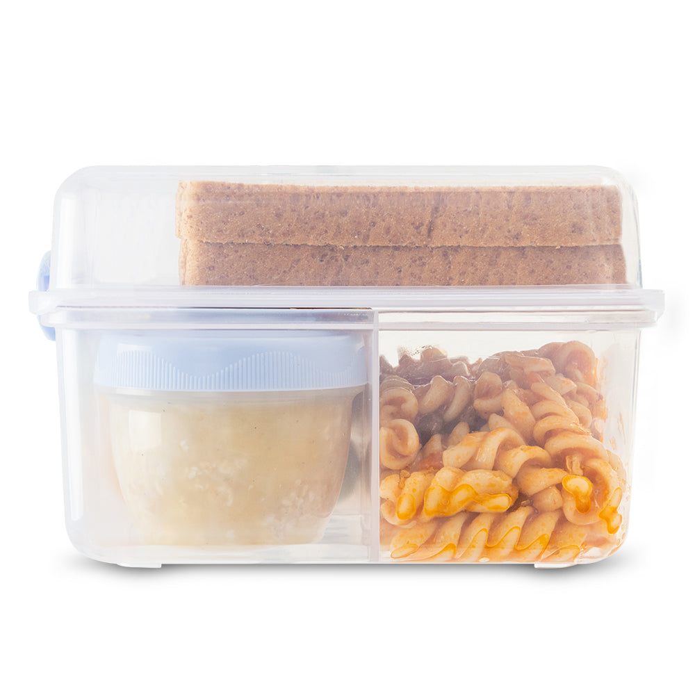 Eazy Kids All in One Lunch & Sandwich Box with Food Jar 1780ml – Leakproof 4-Compartment Lunch Box for Kids, Grey