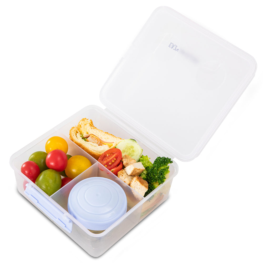 Eazy Kids All in One Lunch & Sandwich Box with Food Jar 1780ml – Leakproof 4-Compartment Lunch Box for Kids, Grey