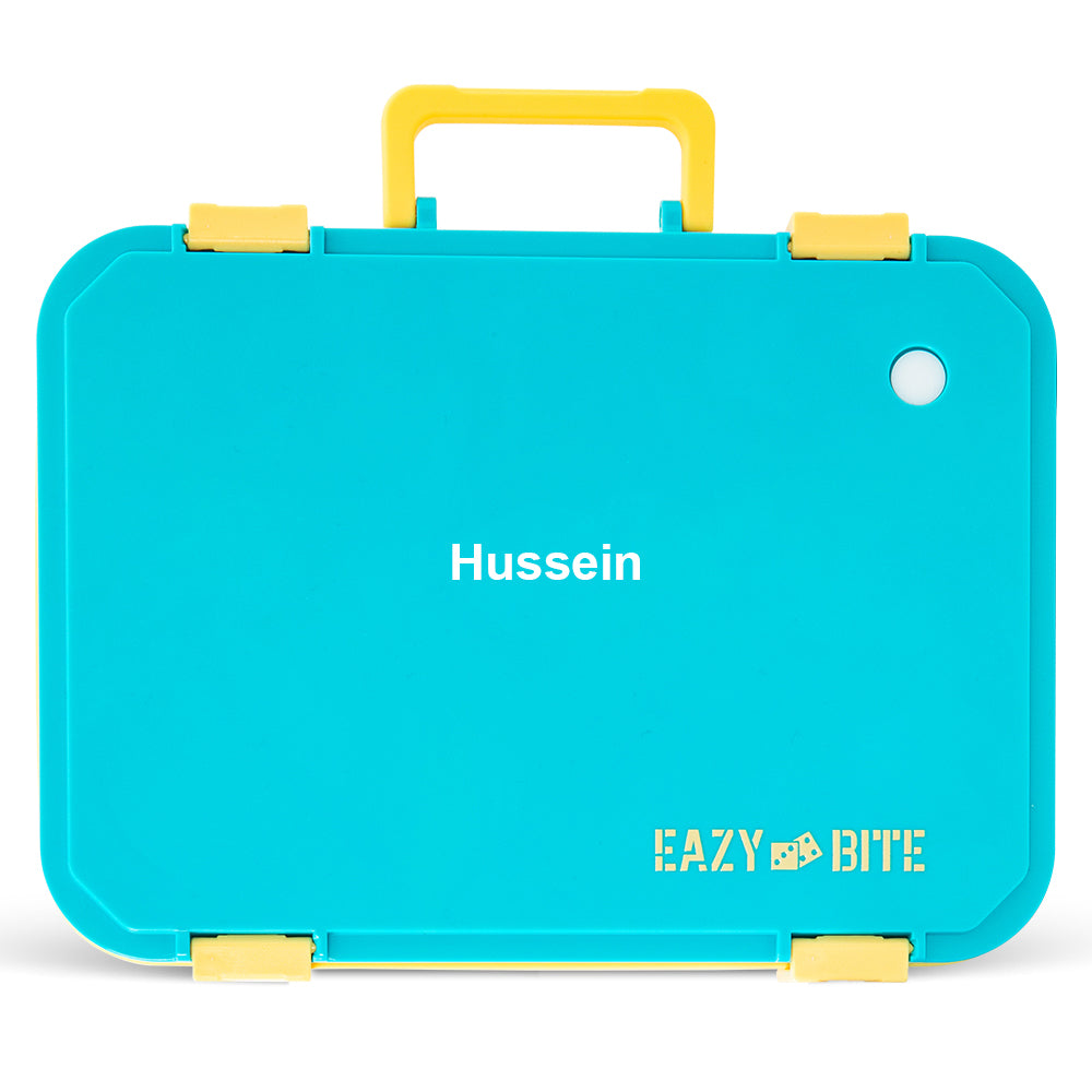 Eazy Kids Personalized Stainless Steel Lunch Box for Kids – 800ml with 150ml Food Jar - Blue