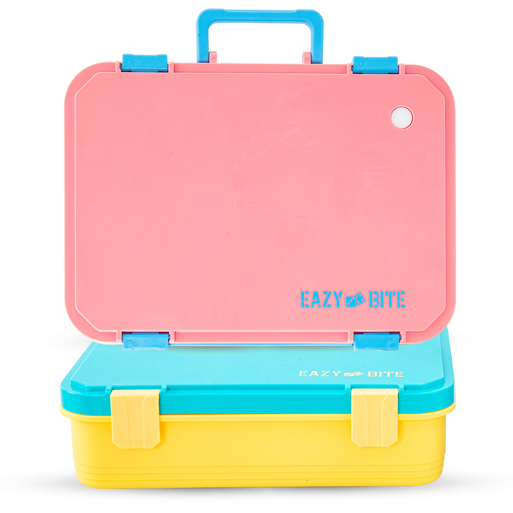 Eazy Kids Personalized Stainless Steel Lunch Box for Kids – 800ml with 150ml Food Jar- Pink