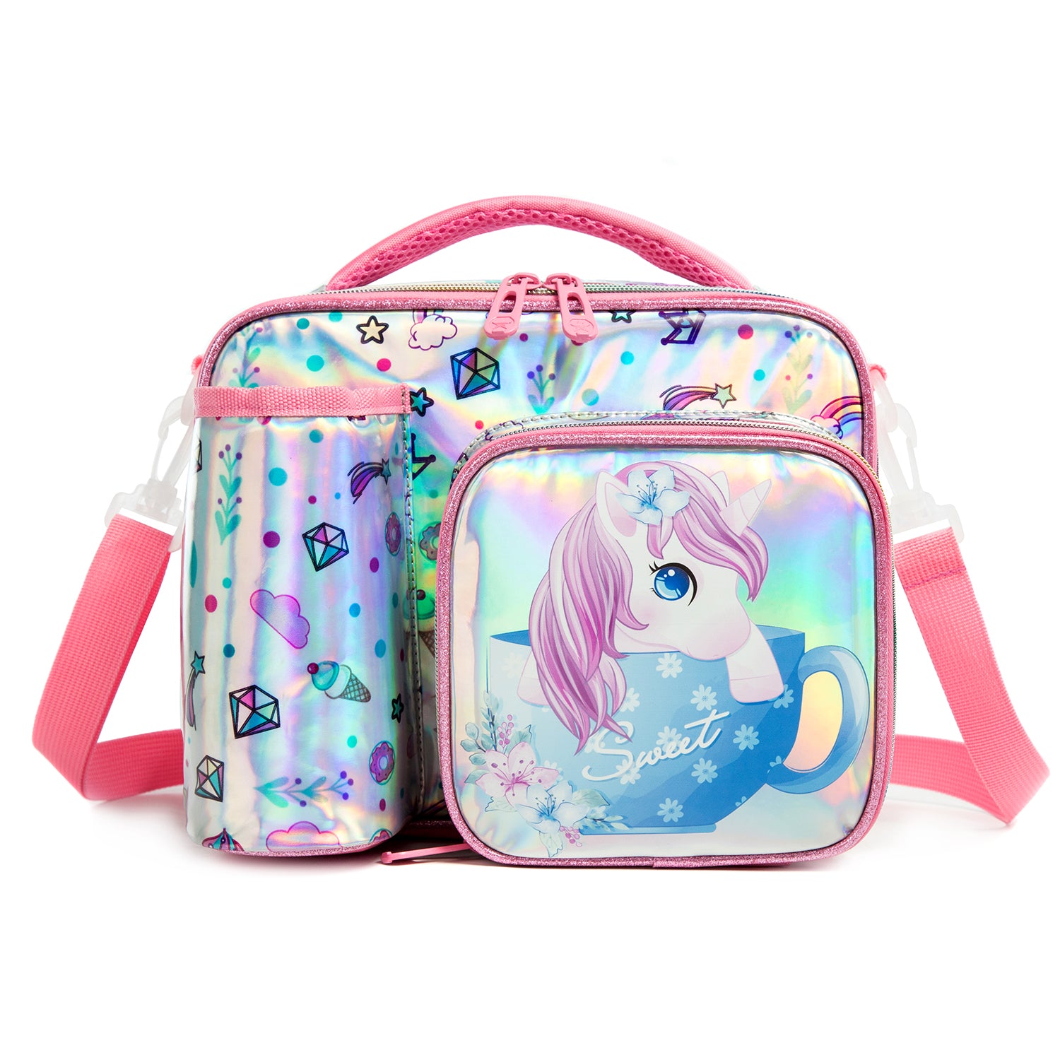 EAZY KIDS - Bottle/Lunch Bag - Unicorn Chrome Pink