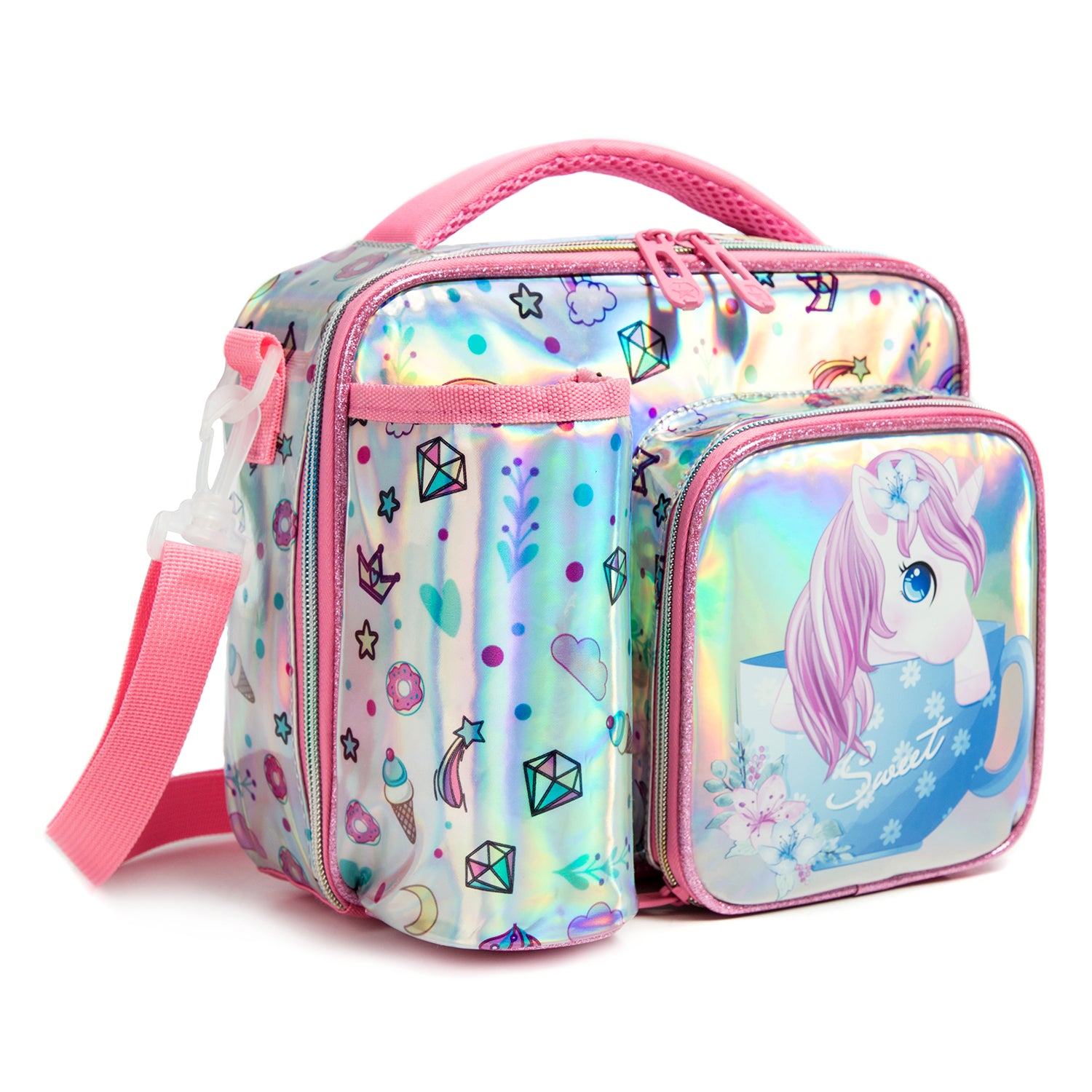 EAZY KIDS - Bottle/Lunch Bag - Unicorn Chrome Pink