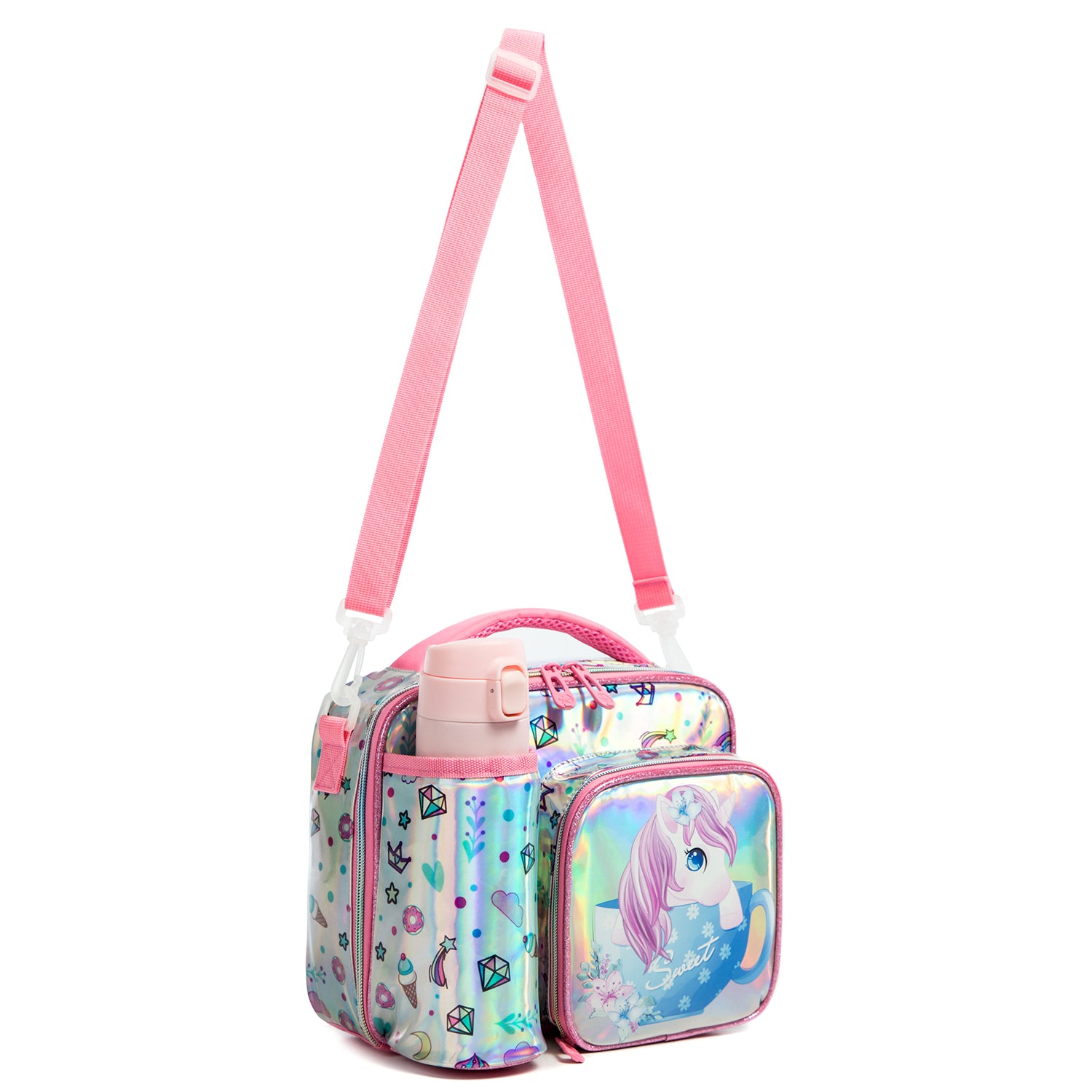 EAZY KIDS - Bottle/Lunch Bag - Unicorn Chrome Pink