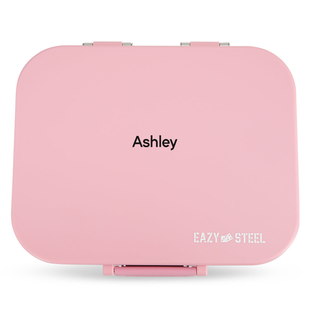 Eazy Kids Personalized Premium Stainless Steel Bento Lunch Box w/ Silicon Lid, Pink