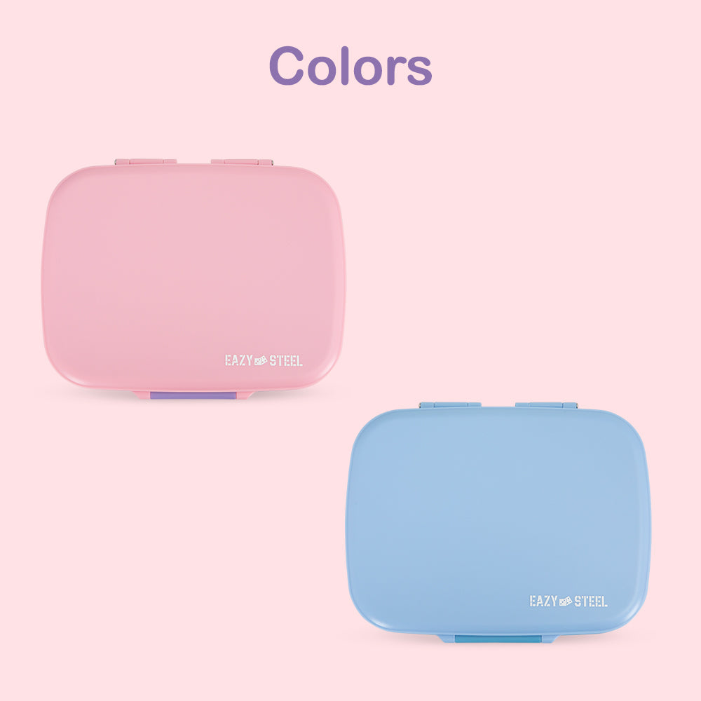 Eazy Kids Personalized Premium Stainless Steel Lunch Box 710ml – Leakproof 3-Compartment Lunch Box for Kids, Pink