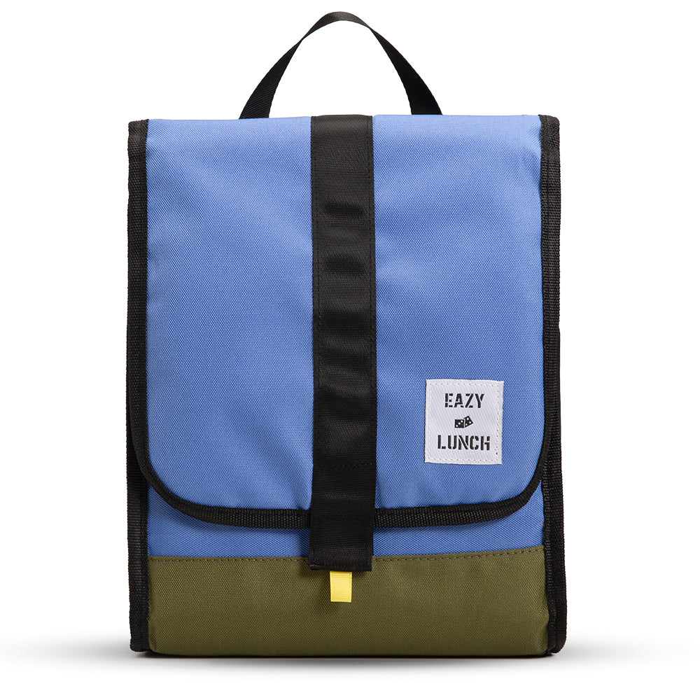 EAZY KIDS Lunch Bag – Insulated, Foldable & Stylish (Blue & Olive)