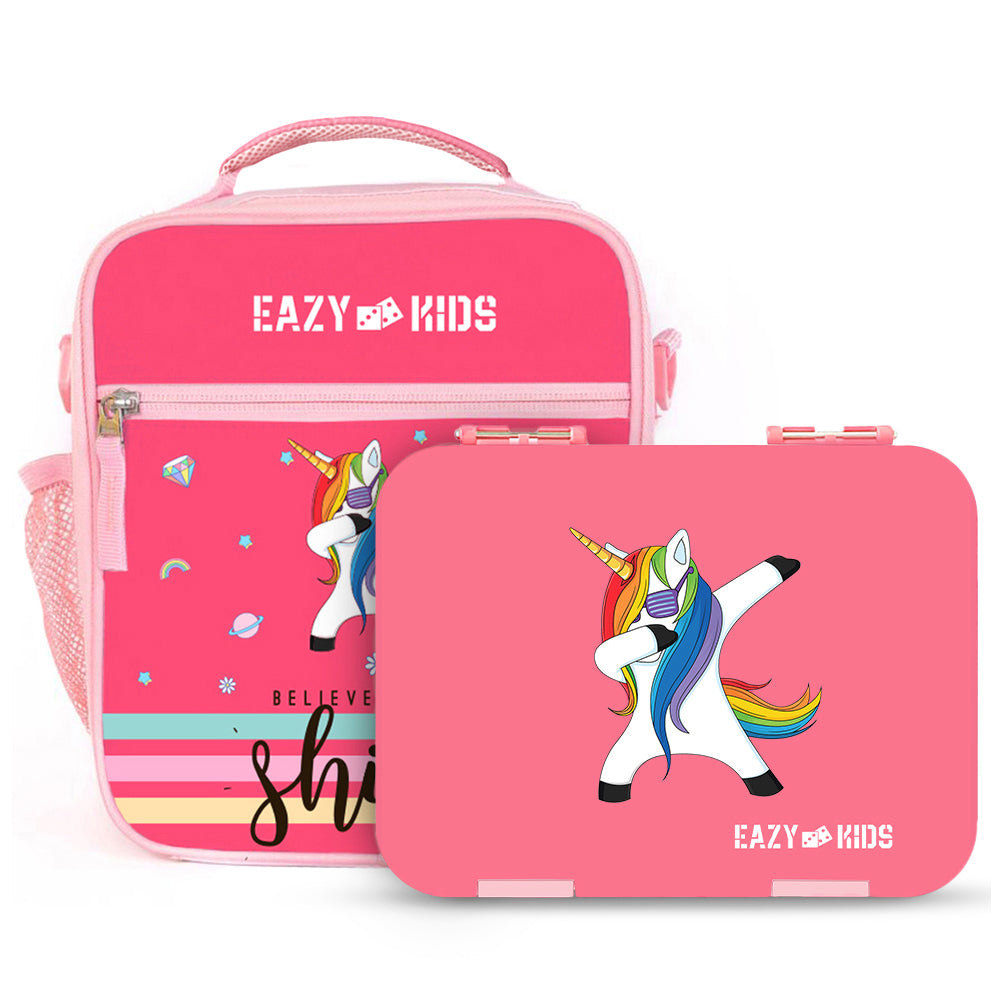 EAZY KIDS Bento Lunch Bag - Unicorn - Pink