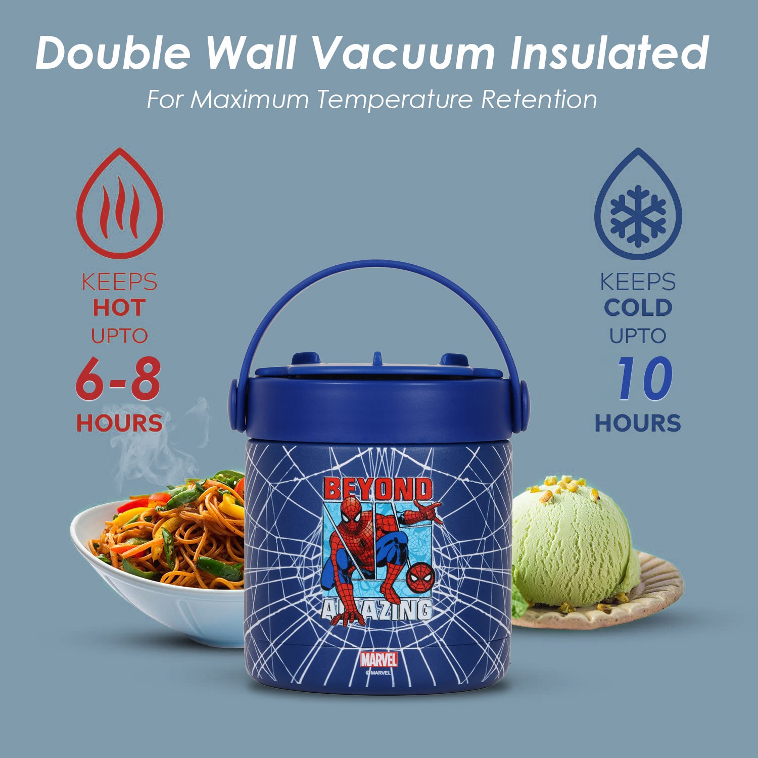 Marvel Beyond Amazing Spider - Man Stainless Steel Insulated Food Jar - Blue(350ml)