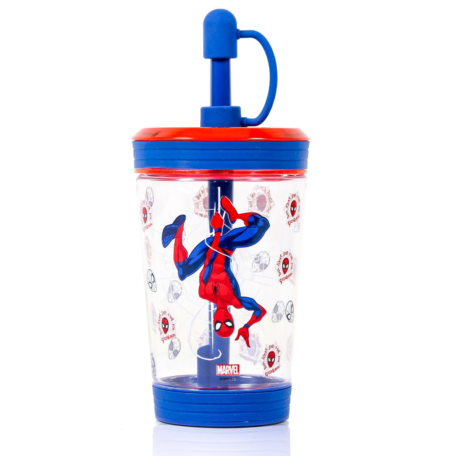 Marvel Beyond Amazing Spider - Man Tritan Sipper Tumbler Water Bottle W/Straw and Leash Lid - Blue(480ml)