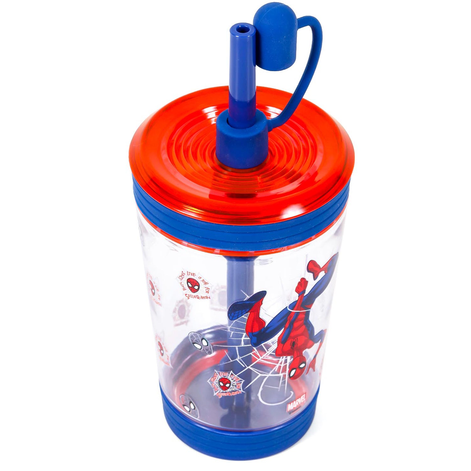 Marvel Beyond Amazing Spider - Man Tritan Sipper Tumbler Water Bottle W/Straw and Leash Lid - Blue(480ml)