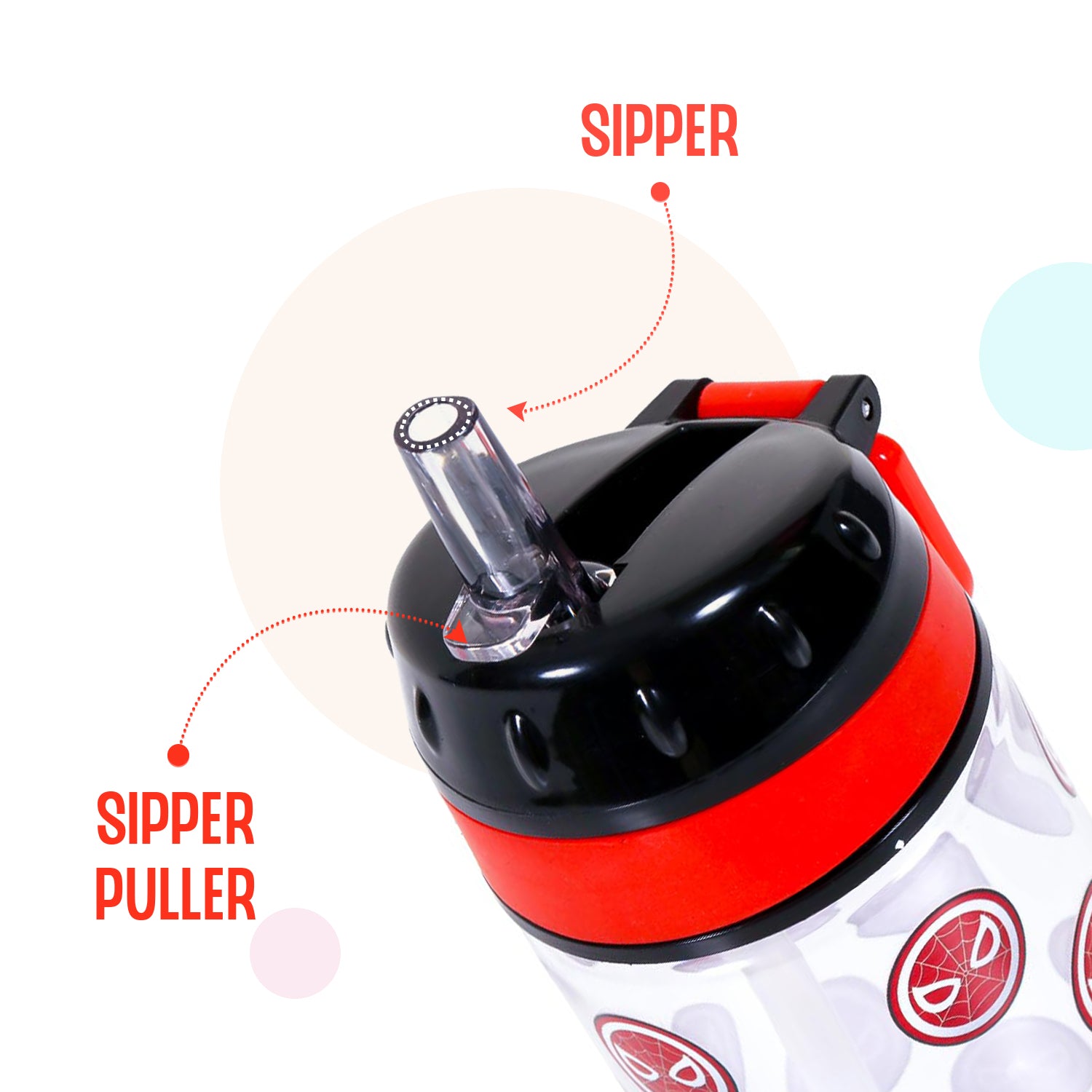 Marvel Spider - Man Tritan Water Bottle w/Carry handle - Black Red(420ml)