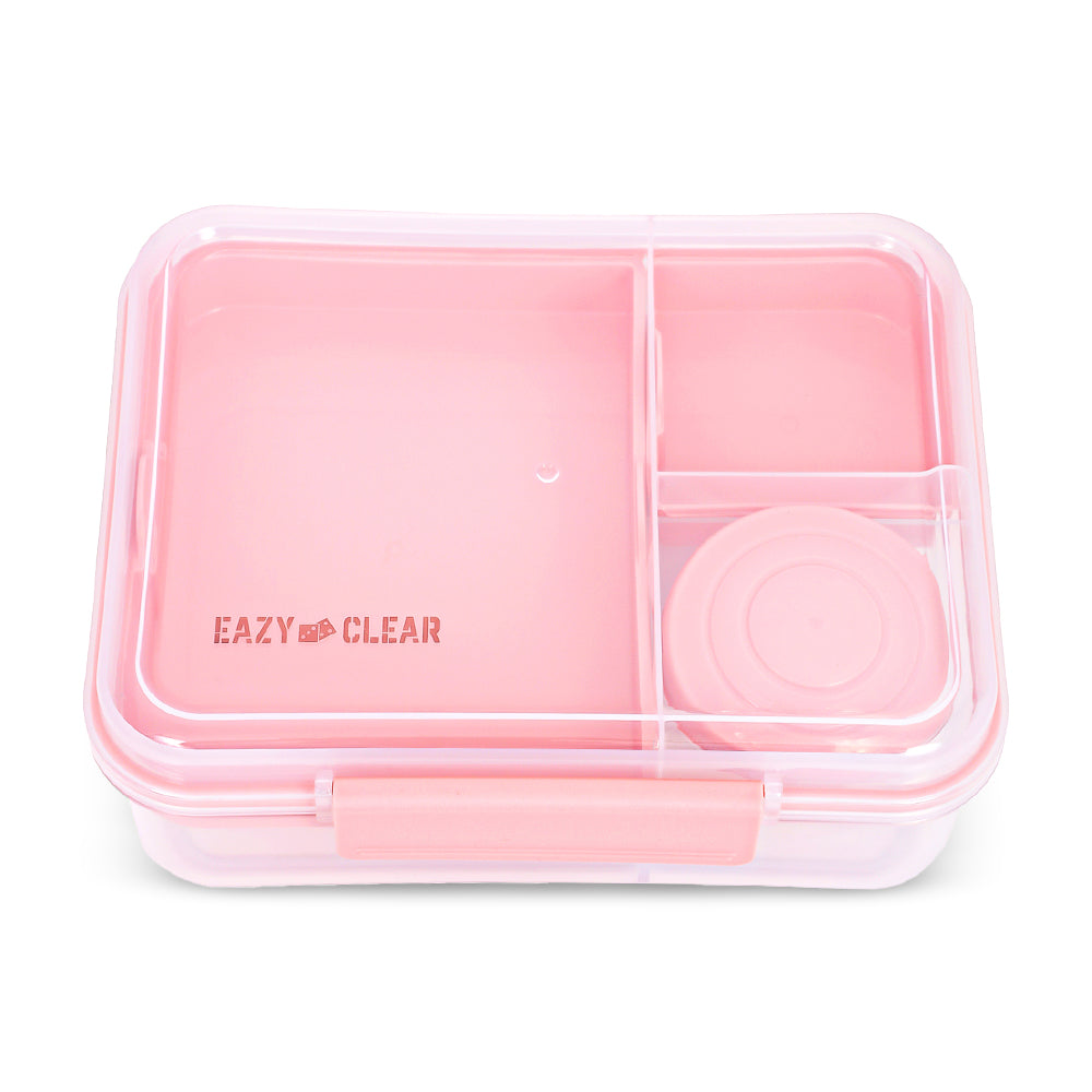 EAZY KIDS 3/4/5 Compartment Convertible 1650ml Bento Lunch Box with 150ml Gravy Bowl - Pink