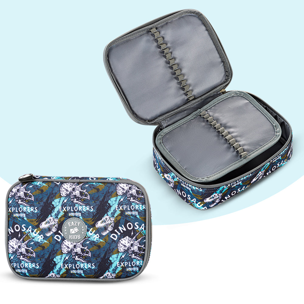 EAZY KIDS 18 inch Set of 3 Trolley Backpack w/Lunch Bag and Pencil Case-T Rex