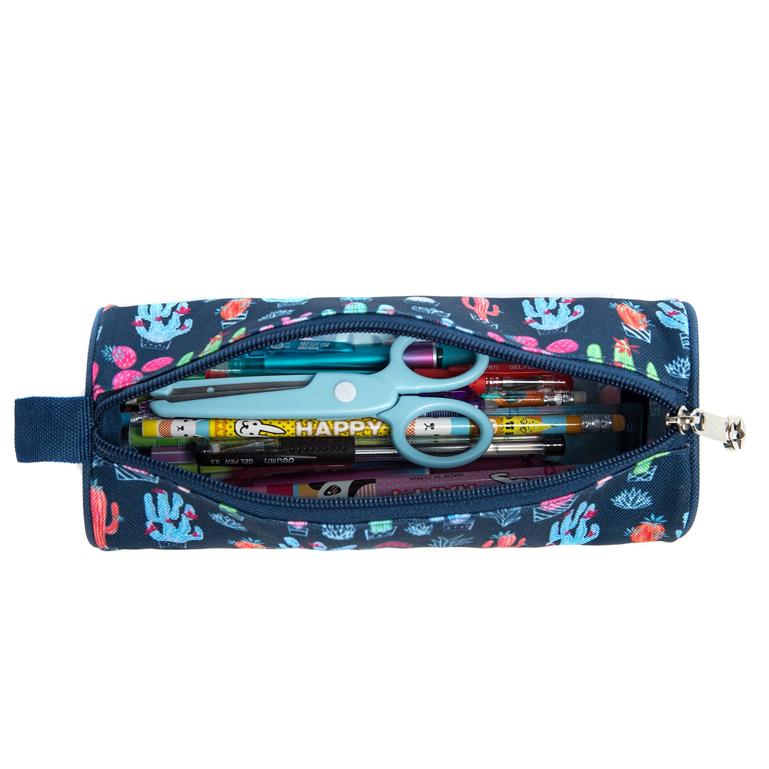 EAZY KIDS - 18 inch Set of 3 Trolley School Bag Lunch Bag & Pencil Case Cacti - Blue