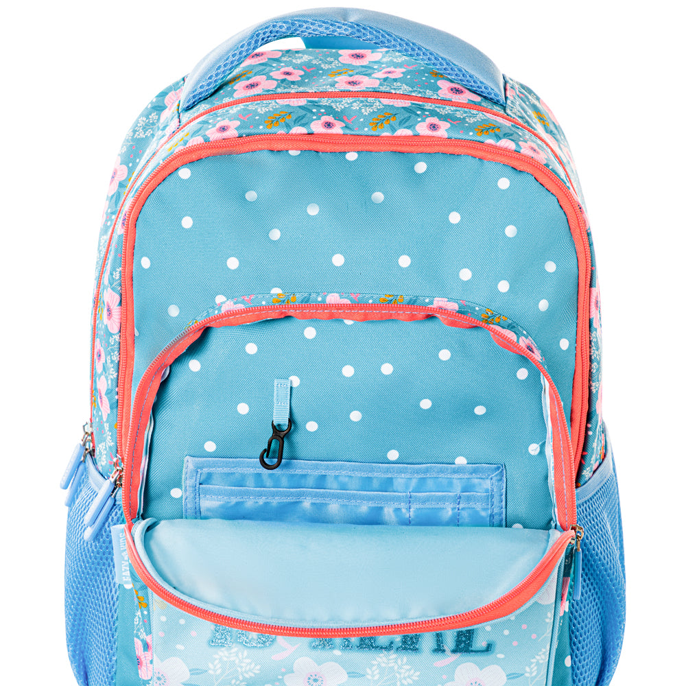 EAZY KIDS 18 inch 4-Wheel Trolley School Set w/Lunch Bag and Pencil case – Flora Edition