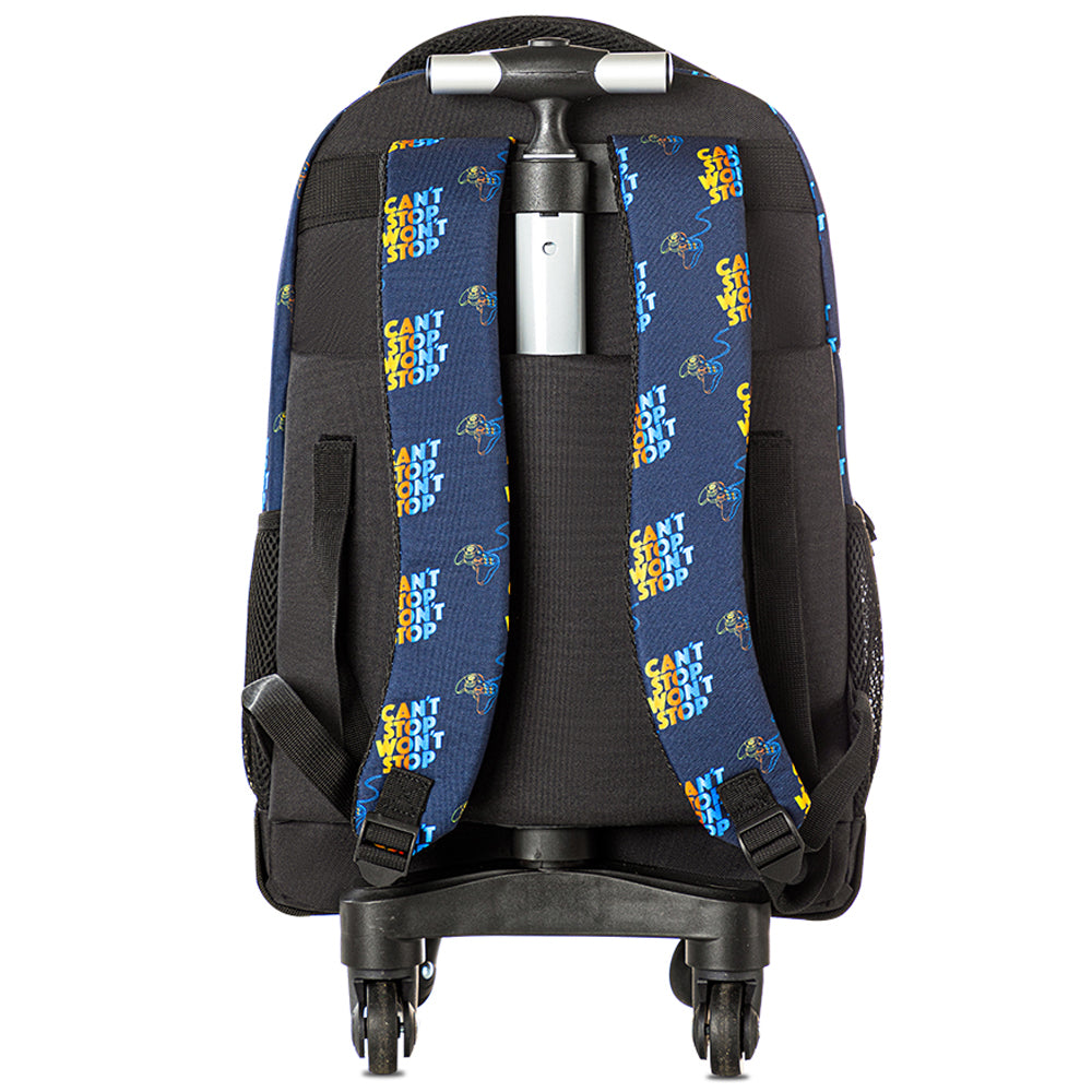 EAZY KIDS 18 inch 4-Wheel Trolley School Set w/Lunch Bag and Pencil case – Gamer Edition