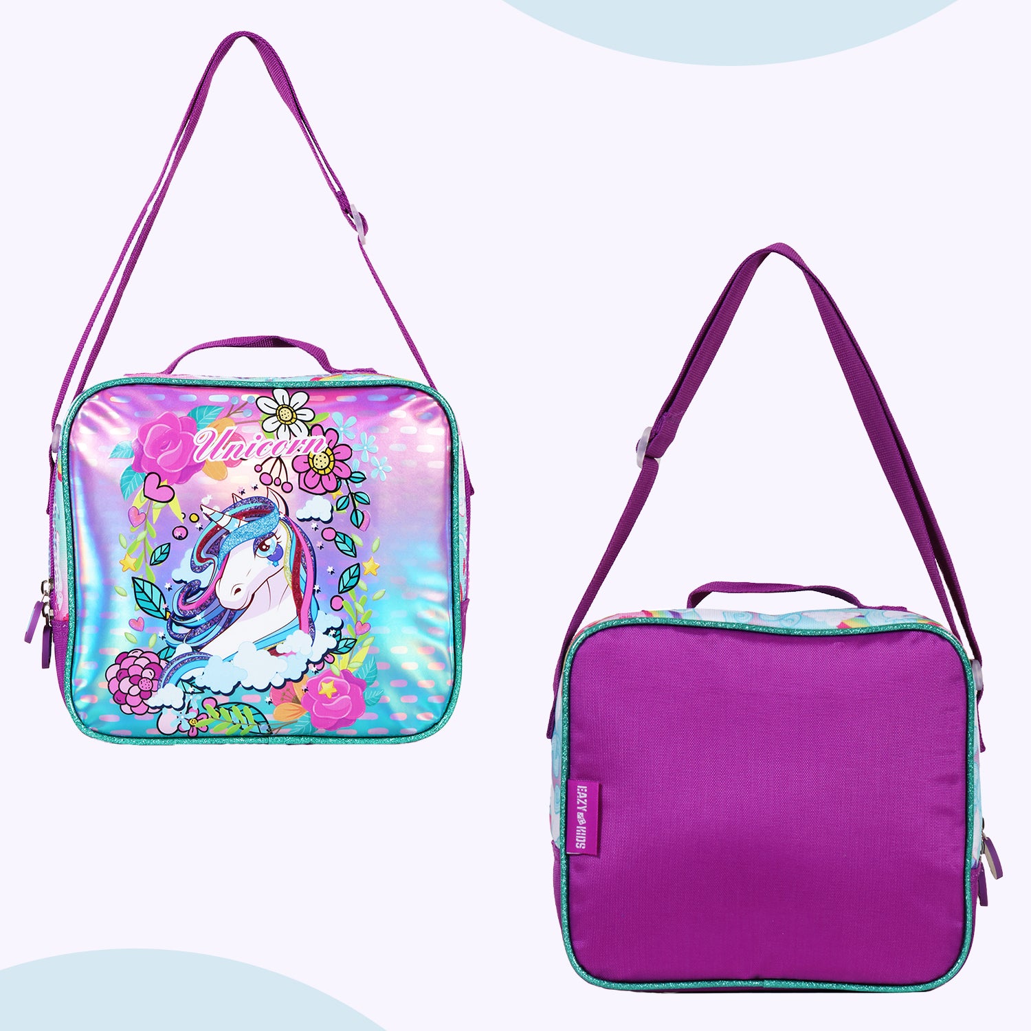 EAZY KIDS - Back to School - 18 inch Set of 4 School Bag Lunch Bag Activity Bag & Pencil Case Unicorn - Pink
