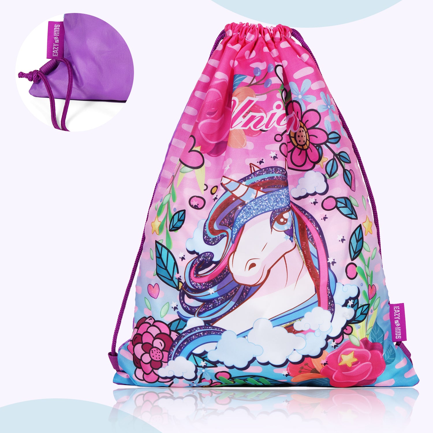 EAZY KIDS - Back to School - 18 inch Set of 4 School Bag Lunch Bag Activity Bag & Pencil Case Unicorn - Pink