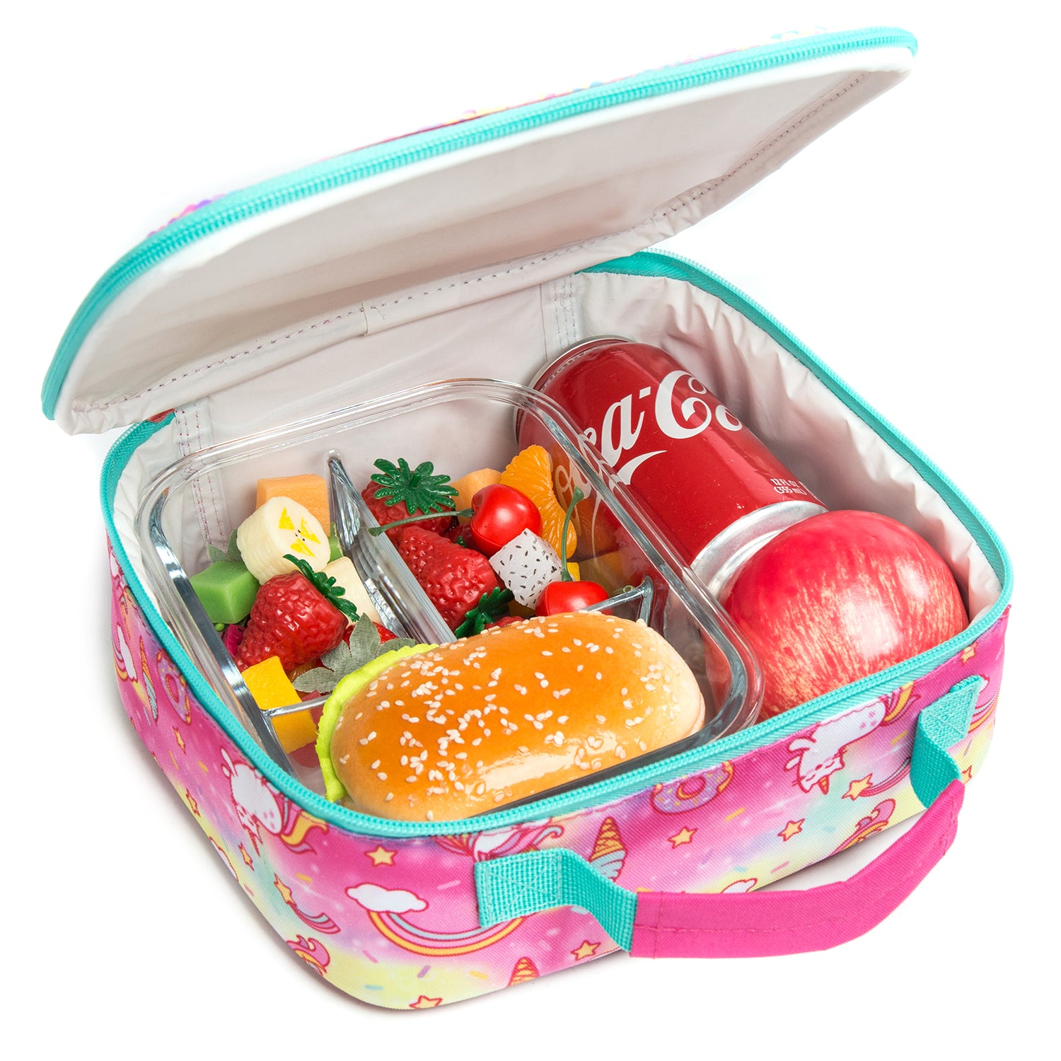 EAZY KIDS - 16 inch Set of 3 Trolley School Bag Lunch Bag & Pencil Case Unicorn - Pink