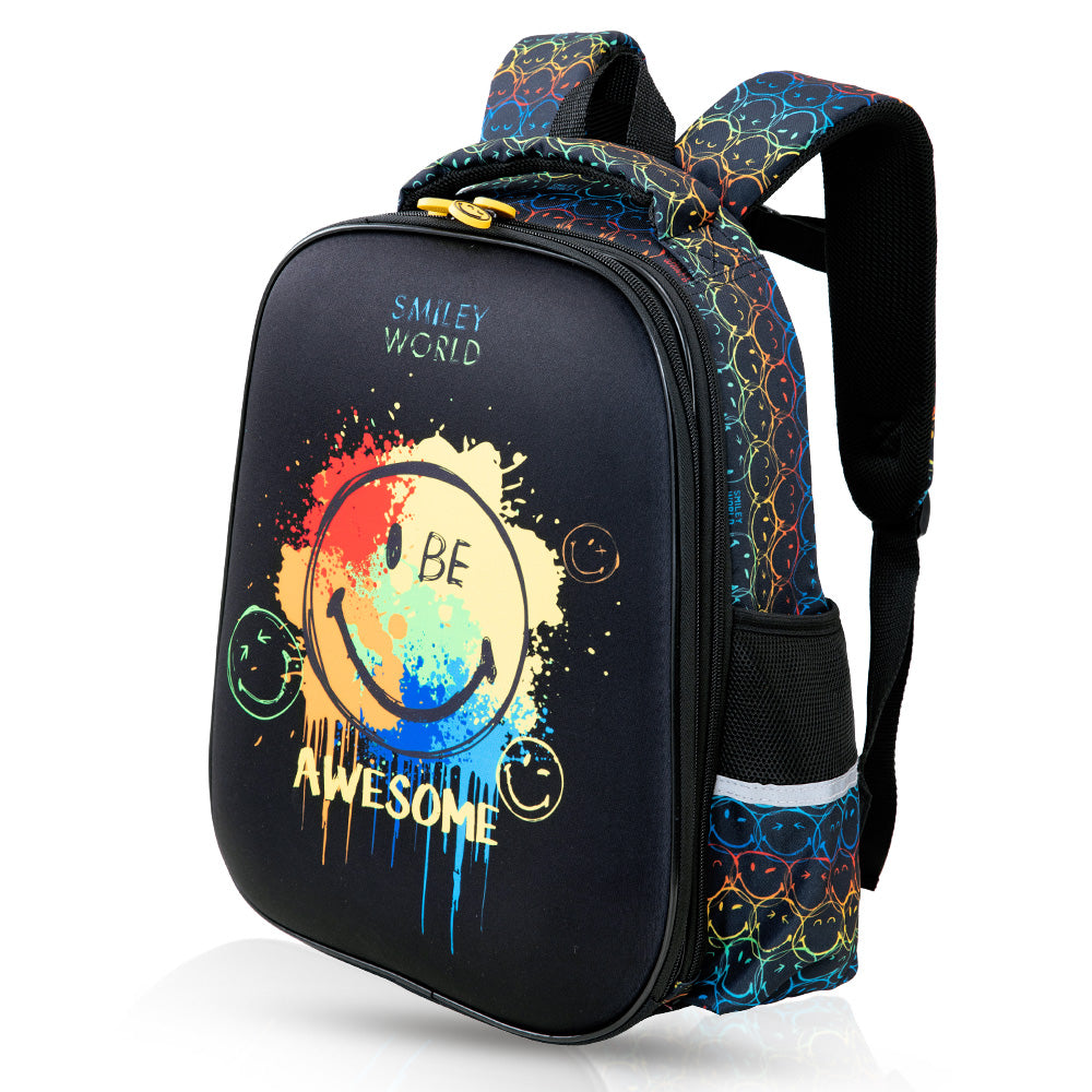 EAZY KIDS 17Inch Set of 3 School Bag with Lunch Bag and Pencil Case Awesome - Black