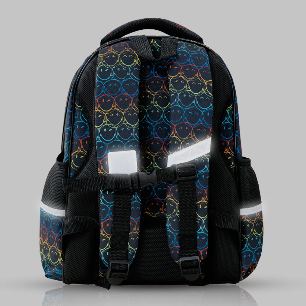 EAZY KIDS 17Inch Set of 3 School Bag with Lunch Bag and Pencil Case Awesome - Black