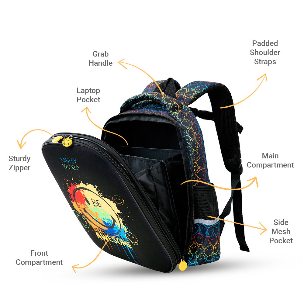 مجموعة من 3 حقائب مدرسية من إيزي كيدز، مقاس 17 بوصة، مع حقيبة غداء وحافظة أقلام رائعة - لون أسود