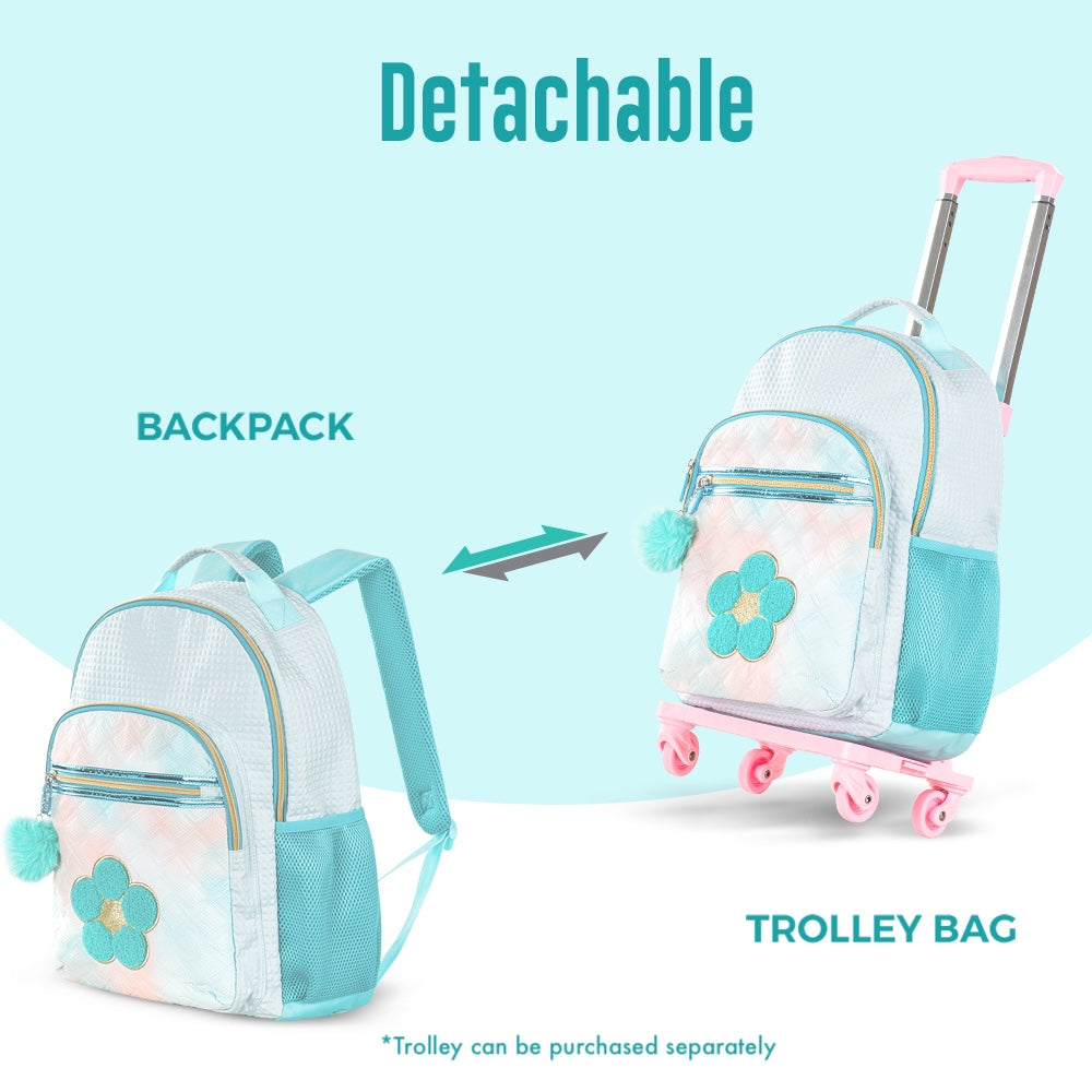 EAZY KIDS 18 inch Set of 3 Backpack w/Lunch Bag and Pencil Case - Flora Green