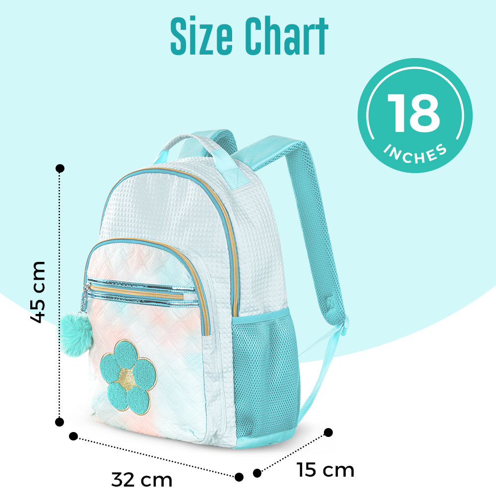 EAZY KIDS 18 inch Set of 3 Backpack w/Lunch Bag and Pencil Case - Flora Green