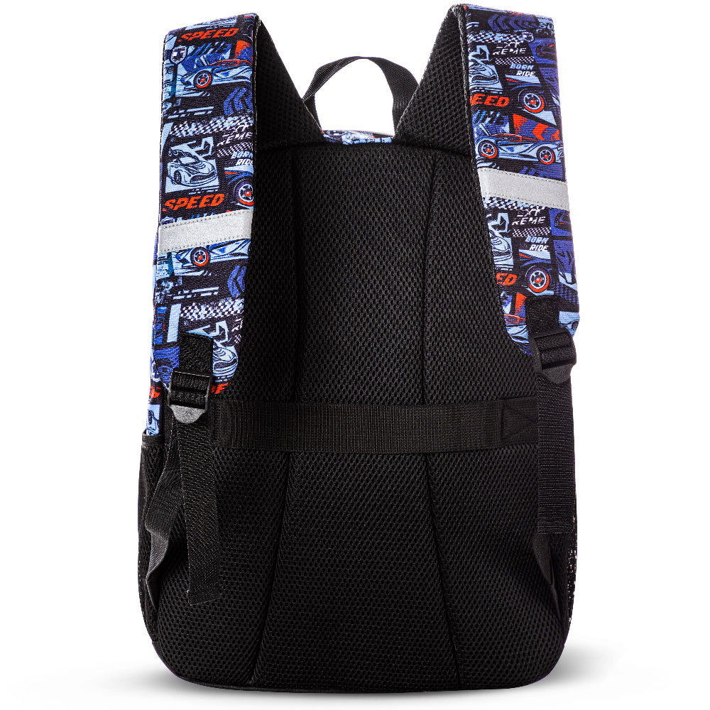 EAZY KIDS 18 inch Set of 3 Backpack w/Lunch Bag and Pencil Case - Car Racing