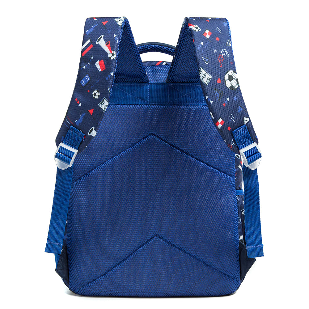 EAZY KIDS 17Inch Set of 3 School Bag with Lunch Bag and Pencil Case Football - Blue