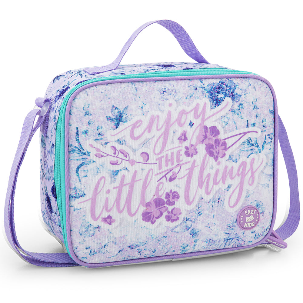 Eazy Kids Personalized 18" School Bag Set of 3-Backpack, Lunch Bag & Pencil Case w/ Laptop Compartment - Purple
